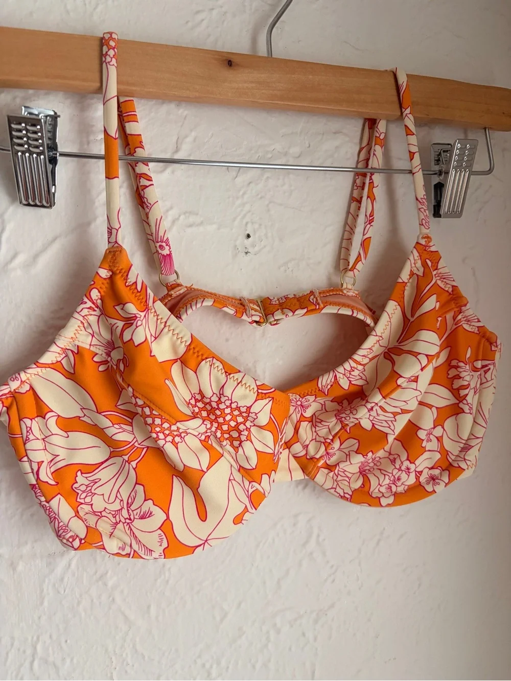 J. Crew 1993 underwire bikini top in orange floral